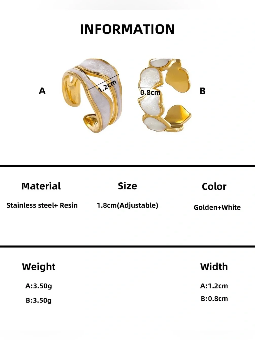 Women Stainless Steel Minimalist Open Ring Set 3pcs